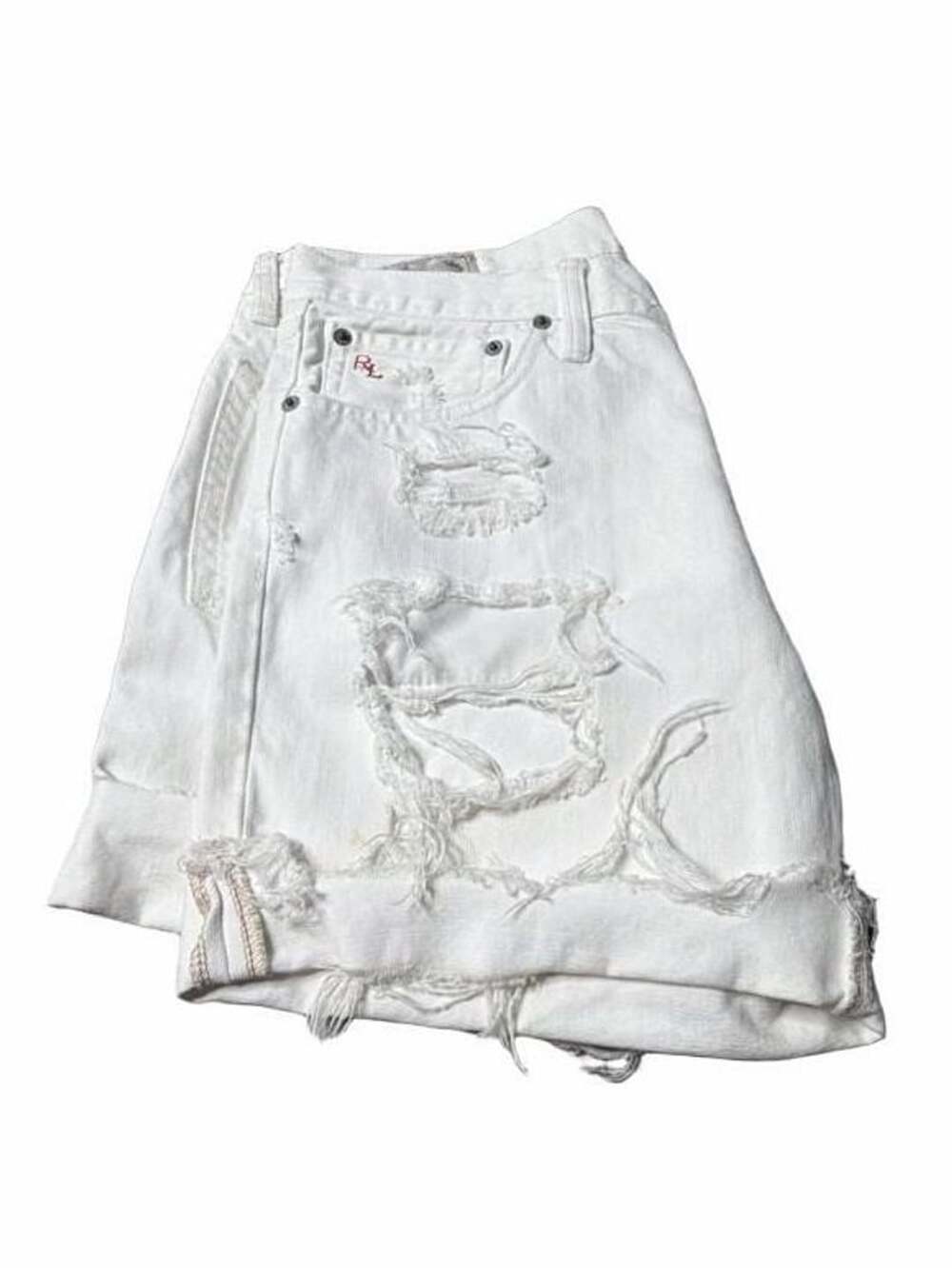 Polo Ralph Lauren Denim Shorts Size 32 White Distressed